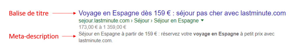 title tag recherche google seo